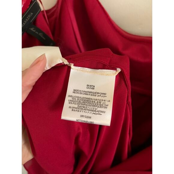 BCBGMaxazria Dress Women's 6 Ginger Ruffled Tiered Strapless Silk Red Wine - Picture 10 of 12